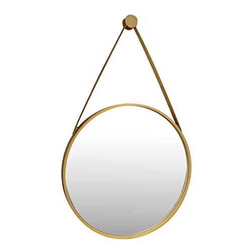 Nordic Lustro do makijażu, wiszące na ścianie, dekoracyjne lustro łazienkowe, zwięzłe, nowoczesne, okrągłe lustro z wiszącymi mocowaniami, 40 cm - 70 cm (złote)