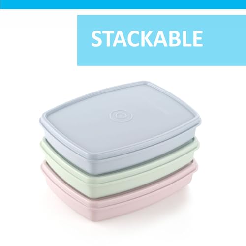 Image of Signoraware Slim BPA Free Plastic Lunch Box (610ml x 3 | Setof3 | Multicolor)