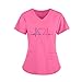 S-345 Pink Teen Girls Tops Blouses for Women Short Sleeve Vneck Work Scrub Uniform Summer Fall Shirts 2026 Clothes Fashion 1H XL