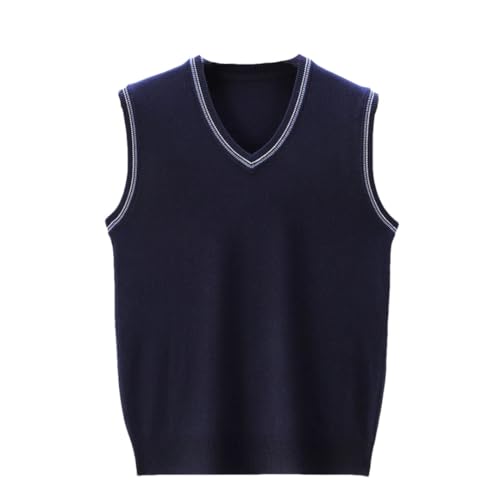 Men Vintage Stripes Sweaters Vest V-Neck Sleeveless Thick Business Casual Knit Waistcoats