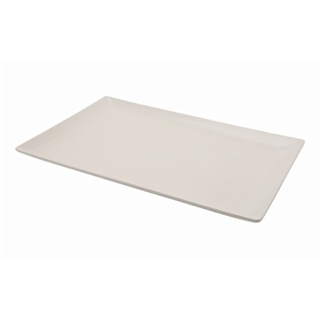 Genware NEV-B2882 Luna Rectangular Coupe Plate, Stoneware, 30 cm x 20 cm, White (Pack of 6)