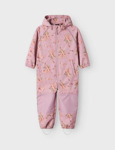 NAME IT Mädchen NMFALFA08 Softshell Suit AOP1 FO NOOS Regenanzug, Lila, 98
