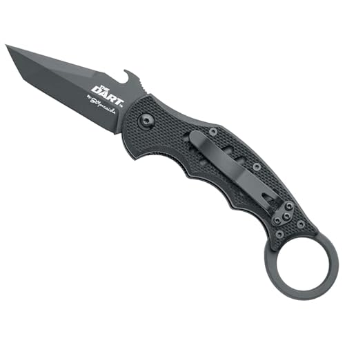 Fox Knives FX-597 The Dart Folding Pocket Knife Emerson Wave, Liner Lock - N690Co Stainless Steel Blade, Black Idroglider Finish, Black G10 Handle, Reversible Pocket Clip