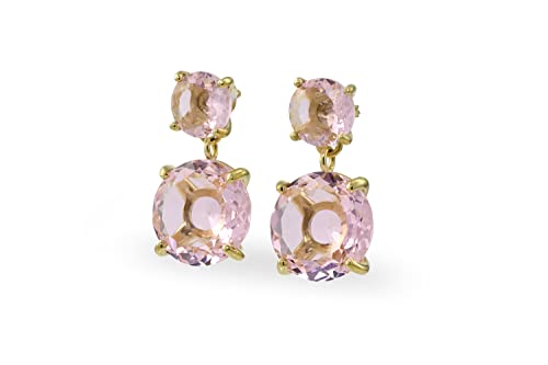 Boucles d'oreilles en quartz rose et pierre naturelle pour femme