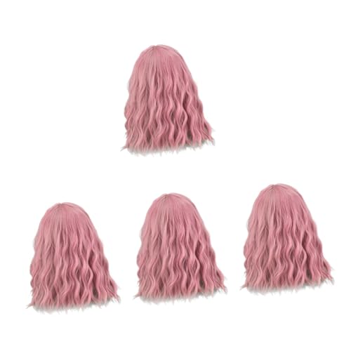 Perruques pour femmes avec frange clip méches ondulées résistantes à la chaleur