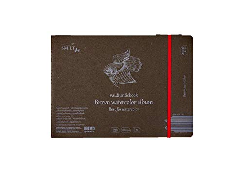 SMLT Authentic line 5AB-12ST/B 245 x 176 mm Sewn Watercolour pad authenticbook, 280 GSM Brown Watercolour Paper, 12 Sheets