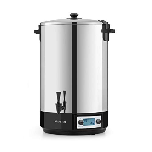 Klarstein KonfiStar 50 Digital Automatic Preserving Cooker - Hot Drinks Dispenser, Volume: 50 litres, 2500 watts, 30-100 ° C, Timer, Warming Function, Lid with Closure, Polished Stainless Steel