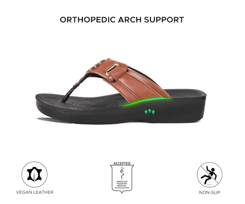 Image of AEROTHOTIC Arch Support Flip Flops for Women Comfortable Stylish Straps with Non Slip Footbed Fashion Dressy Sandals Outdoor Travel Vacation Essentials