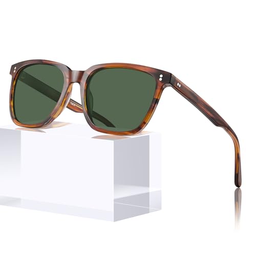 CARFIA Retro Acetate Polarized Sunglasses for Men UV400 Protection Driving Outdoor Anti-Glare Sun Glasses CA5354WS