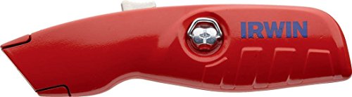 IRWIN IW10505822 Couteau de sécurité rétractable avec 3 Lames bi-métal, 0 W, 0 V, Bleu/Jaune