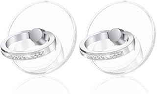 Cobee Cell Phone Ring Stands, 2 Pcs 180/360 Degree Rotation Finger Kickstand Round Transparent Phone Ring Holders with Diamond Glitter Finger Mount with Grip for Most Smartphones(Round-Style)