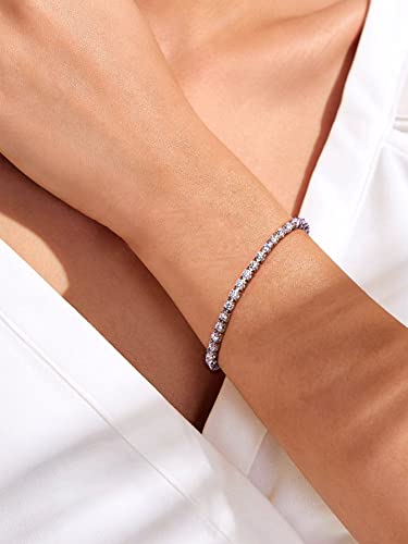 Moissanite Tennis Bracelets for Women, 18K White/Yellow Gold Plated Sterling Silver Mens Bracelet 3MM-4MM Lab Created Simulated Diamond Wedding Bracelets for Brides/Birthday/Valentine's Day Gift, 3mm4