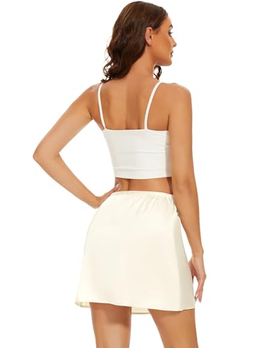 Image of MANCYFIT Womens Half Slip for Under Dresses Satin Slip Skirt Mini Underskirt