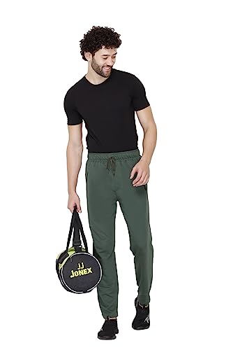 Image of Plus Size Cotton Loop Knit Lowers for Men with Zip Pocket, Night Pant, Sports Trouser, Gym n Lounge Wear Track Pant for Boys Olive 6XL
