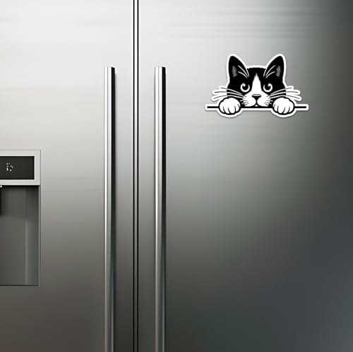 Image of Tuxedo Cat Peeking Magnet for Car, Fridge, Locker, 5 in | Durable, Waterproof, For Car or Home Use, Strong Magnet, Flexible Magnetic Vinyl