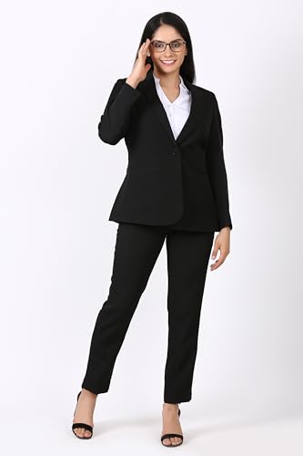 Image of Women's Formal Pant Suit Set | Single Button Blazer with Straight-Leg Trousers | Elegant Workwear for Office & Business Meetings
