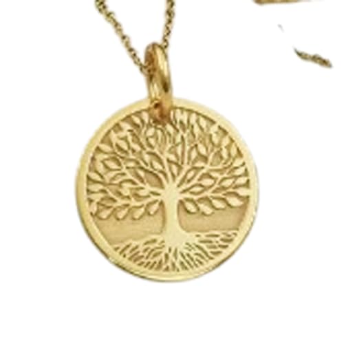 Pendentif Arbre de Vie gravé collier argent plaqué or mixte