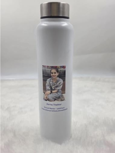 Customrize 750 ML Customized Stainless Steel Water Bottle | Personalized Photo Printed Steel Bottle | Leakproof Reusable Bottle for School, Office & Gift Purpose | 28 cm (Height) x 7.3 cm (Diameter)