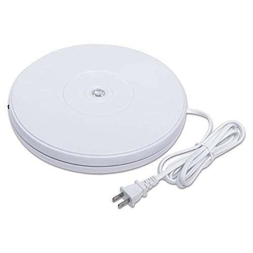 Fotoconic White Electric Motorized Rotating Turntable Display Stand With Led, 10 Inch / 25Cm Diameter, 20 Lbs Centric Loading For Shop Display #TOP6