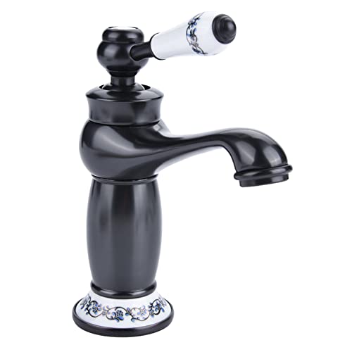 Robinet de lavabo salle de bain noir mitigeur laiton antique eau chaude froide style vintage