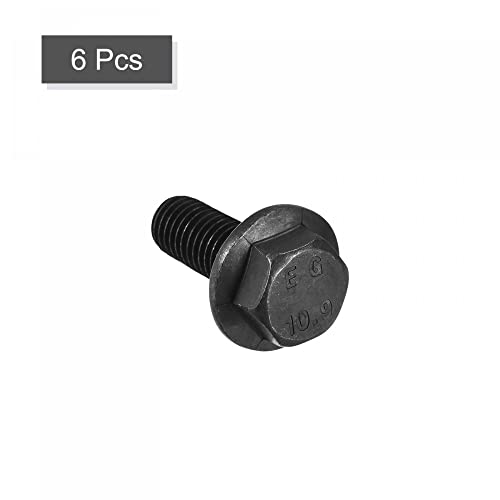 Image of uxcell Metric M10x25mm Hex Flange Bolts, 6pcs 10.9 Grade Carbon Steel Hexagon Head Screws
