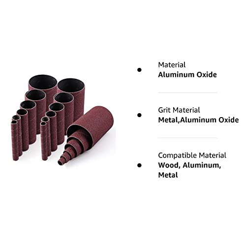 Spindle Sander Sleeves, 18Pcs 60 Grit Sanding Sleeves By Lotfancy, Aluminum Oxide Abrasive, 4-1/2” Length, 3 Each Of 1/2”,3/4”,1”,1-1/2”, 2” And 3” #TOP6