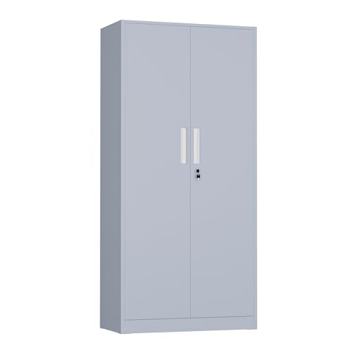 Image of INTERGREAT Metal Storage Cabinet, 72 inch H Lockable Steel Cabinets with Locking Doors, Storage Lockers with Adjustable Shelves for Office, Home, Garage, Gym, School (Cement Grey)