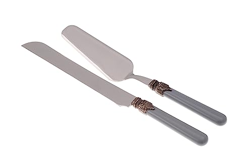 Rivadossi Sandro 1602D10 Set di Pala e Coltello per Torta, 2 Pezzi-Classic-100% Made in Italy, Artigianalità e Design, Acciaio Inox 18/10, Grigio