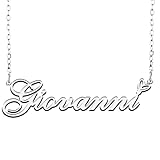 RONKAHSHOW Giovanni Custom Pendant Name Necklace Customized Personalized with Heart Necklace Best Gift for Women New Year Birthday Mother’s day Christmas wedding Party Silver