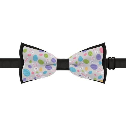 GoasNei Happy Easter Rabbit Pattern Bow Tie for Men Adjustable Necktie Funny Tie Neck Ties for Weddings Party