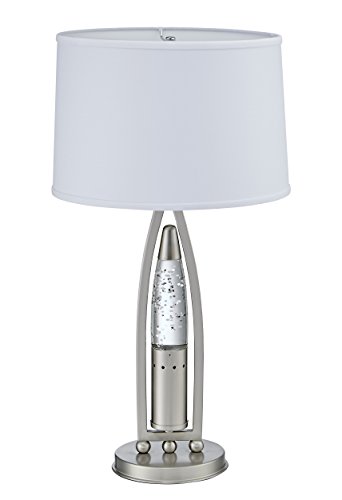 Homelegance Table Lamp with Sparkling Decorative Water-Drop Dancing Water Night Light, Satin Nickel Metal Finish