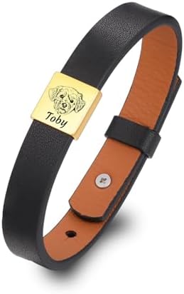 MMXX Pulsera de Cuero Personalizada con Retrato de Mascota para H...