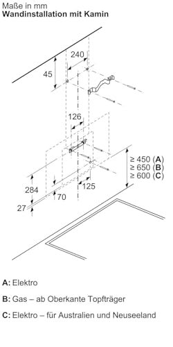 NEFF D85IFN1S0, N 50, Smarte Wandesse, Dunstabzugshaube zur Wandmontage, 80cm breit, Made in Germany, Efficient Drive, LED-Beleuchtung, Kochfeldbasierte Haubensteuerung, Touch Control, Schwarz