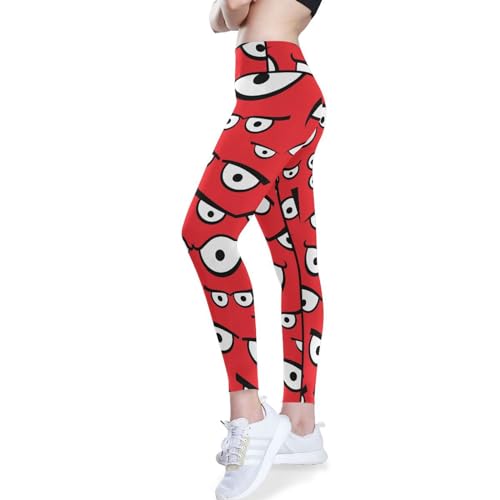 KLL Calça feminina Happy Halloween com olhos vermelhos para ioga com cintura alta PP, Happy Hallowee