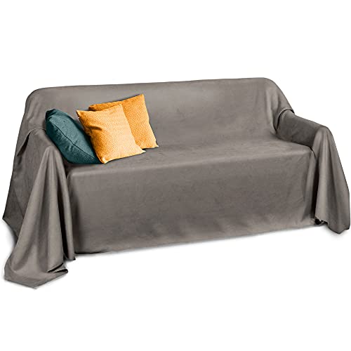Beautissu Tagesdecke 210x280 cm Überwurfdecken für Sofa Romantica Wildleder-Optik Überwurf...