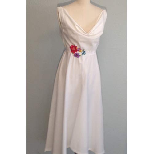 white dress flower embroidery