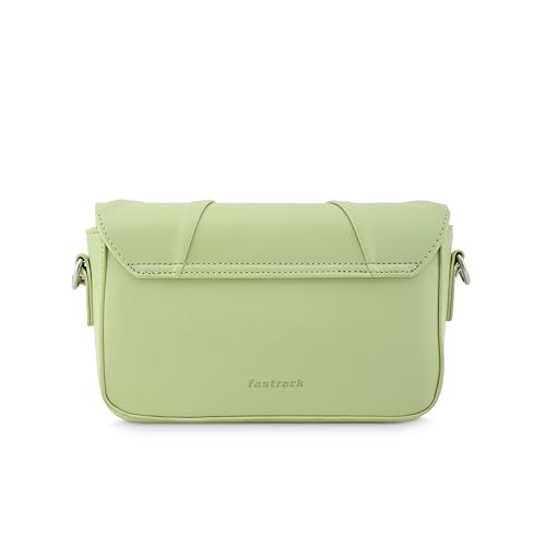 Image of Fastrack Sling Bag for Women | Semi PU Handbag with Top Zipper & Button Flap Closure | Stylish Crossbody with Chain Sling Strap for Casual & Party Use