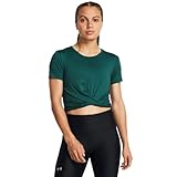 Under Armour Women's Motion Crossover Short Sleeve Crop, (449) Hydro Teal / / White, Large