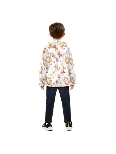 Orange Cat and Butterfly Girls Fleece Jacket Girls Fall Jacket Boys Coats Zip Up Hoodie Children Sherpa Warm Outerwear 2-10T4