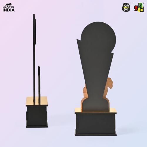 Image of GKD Wooden Cricket Trophy for Winners - Women's Cricket Cup Memento for Tournaments, Corporate Events & School Competitions | Self-Customizable with Stickers (Women 8.5 Inch)