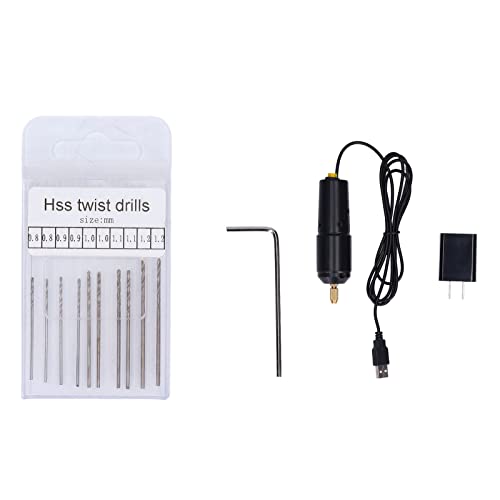 USB Mini Electric Drill Micro Mini Electric Hand Drill High Speed Steel ABS Iron Drills for Resin Jewelry Making(Without U.S. plug)