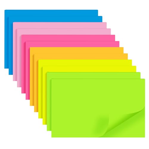 600 Sheets Große Haftnotizen 76 x 127 mm 6 Brillante Farben Leicht zu Beschreiben To-Do-Listen & Termine - Haftet Sicher Lässt Sich Rückstandsfrei Abziehen