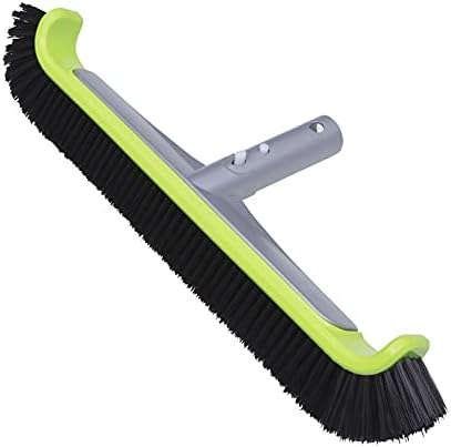 urchindj Heavy Duty Pool Brush, Premium Nylon Bristle Pool Wall Floor & Tile Brush with Integrated Aluminum Structure of Handle & Back (Black)