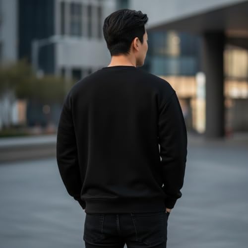 Image of Men's Crew Neck Sweatshirt, Long Sleeve, Casual Pullover, Multiple Colors Available