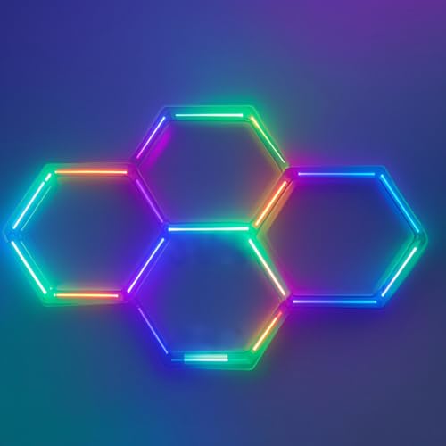 CXY-DPF Garage LED Light, Hexagonal, Dimmable with APP Remote, Brilliant for Workshops More Experience uniform, bright illumination