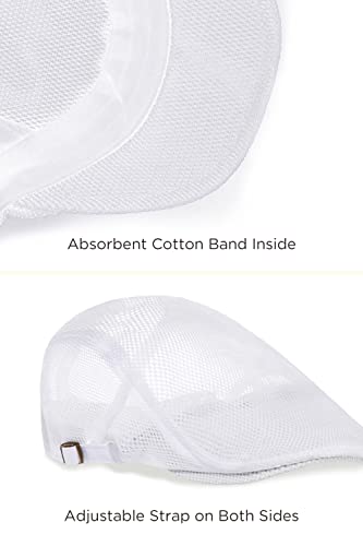 Image of BABEYOND Men's Mesh Flat Cap Breathable Summer Newsboy Hat Beret Cabbie Ivy Hat Gatsby Newsboy Hat for Driving Hunting