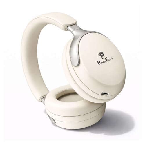 PunnkFunnk Bass Over-Ear Bluetooth Wireless Headphones with Deep Bass, 40mm Drivers, Built-in Mic, Foldable Design, Soft Cushioned Ear Cups, AUX & TF Support for Music, Gaming & Calls (White)
