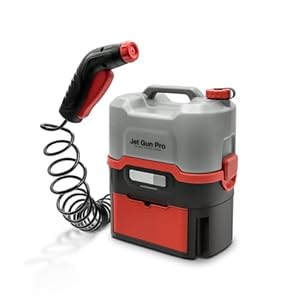 ERRECOM Jet Gun PRO+, Tragbarer akkubetriebener Hochdruckreiniger mit Zubehörschublade, 8 L Wassertank, 3 m Spiralschlauch, Gewicht 2,  kg