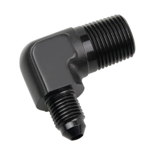 Conector AN4 macho a 3/8 NPT con codo de aluminio negro de 90 grados y acabado anodizado premium 7