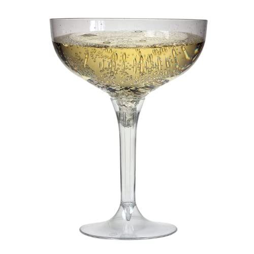 AIOS Pack of 20 Champagne Coupe Glasses Made from Recyclable BPA Free Plastic. Dishwasher Safe.